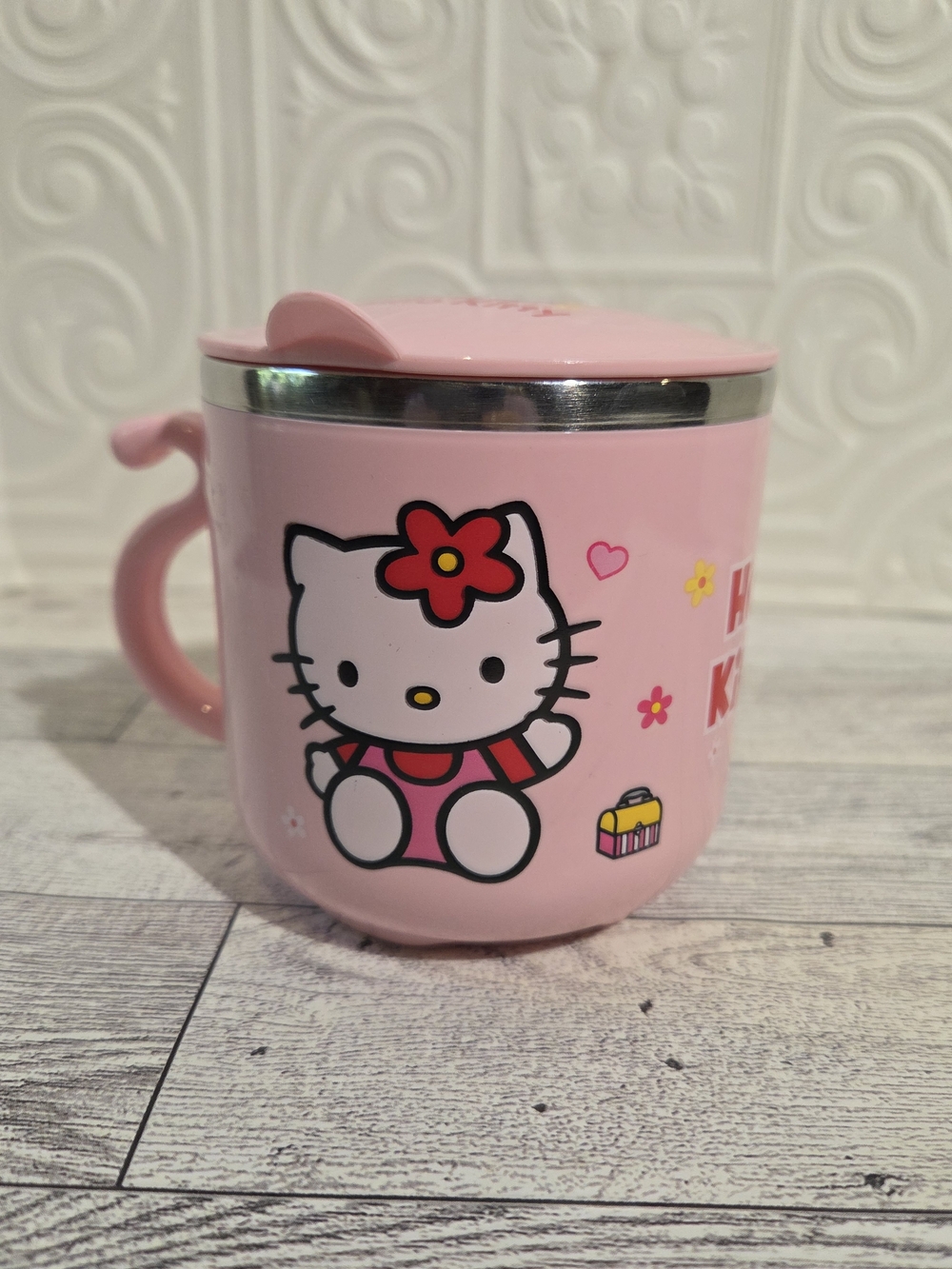 Hello Kitty Pink Kids Mug with Lid